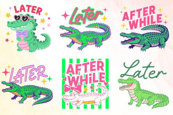 Alligator Later & After While PNG Bundle: Playful Designs for Creative Projects