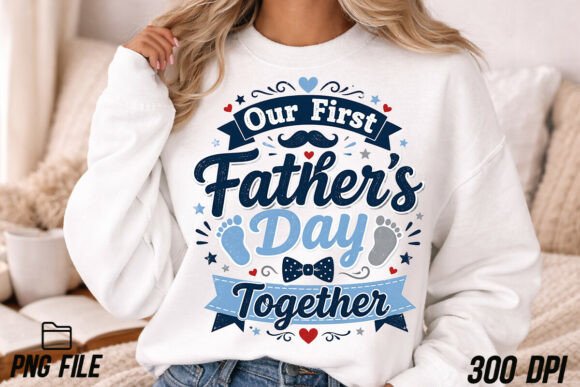 Celebrate Dad: First Father's Day Together Matching PNG