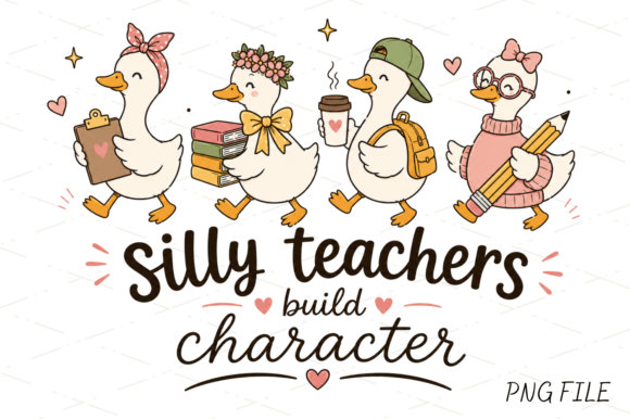 Charming Teacher Ducks: The Silly Teachers PNG Design