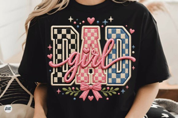 Dad Girl Checker Bow Faux Embroidery PNG: A Designer's Guide