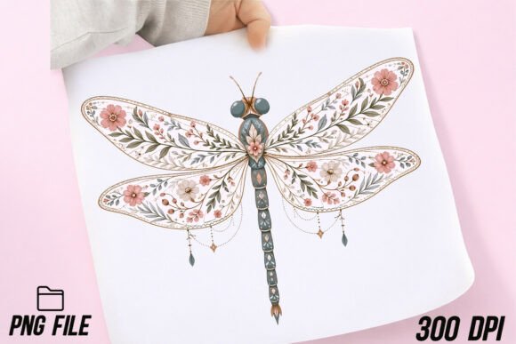 Embrace Nature: The Dragonfly Floral Boho PNG for Creative Projects