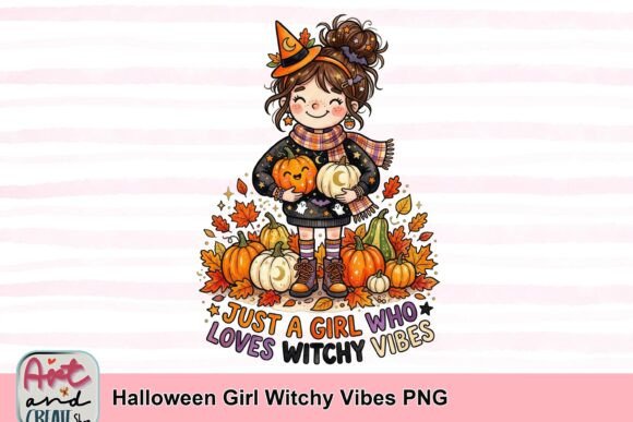 Enchant Your Designs with Halloween Girl Witchy Vibes PNG