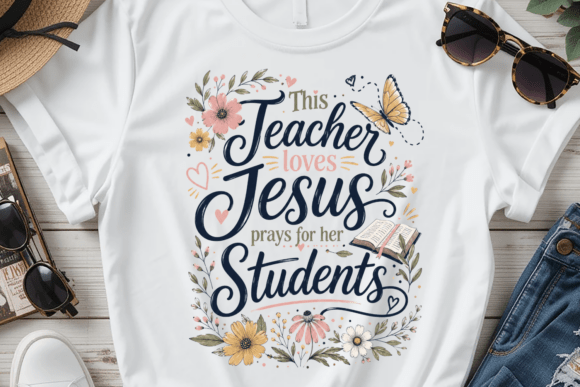 Faith-Filled Design: Teacher Prays for Her Students PNG