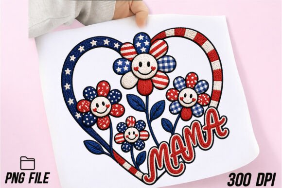Faux Yarn 4th of July MAMA Heart Flowers: A Cozy Patriotic Statement