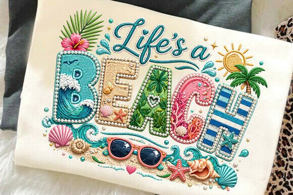 Fax Yarn Summer Beach Embroidery PNG: Your Go-To for Authentic Coastal Style