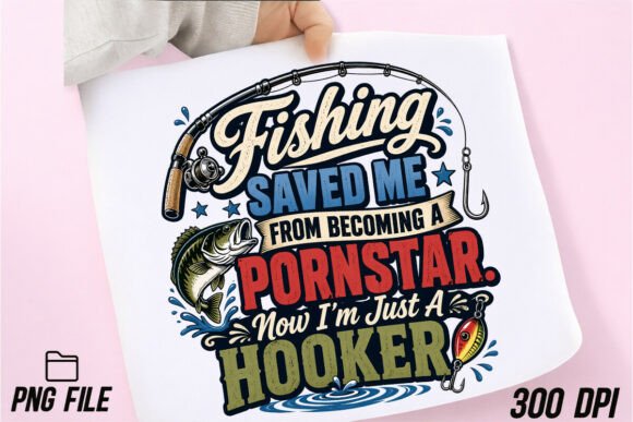 Funny Fishing Hooked Bass Humor PNG: A Design Asset with Character