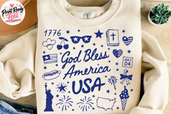 God Bless America PNG: A Vintage 4th of July Design Asset