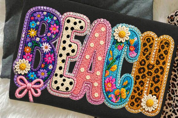 Summer Floral Beach Typography Yarn PNG: A Design Asset