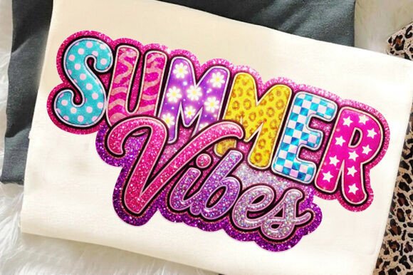 Summer's Boldest Statement: The Preppy Glitter Summer Vibes Colorful PNG